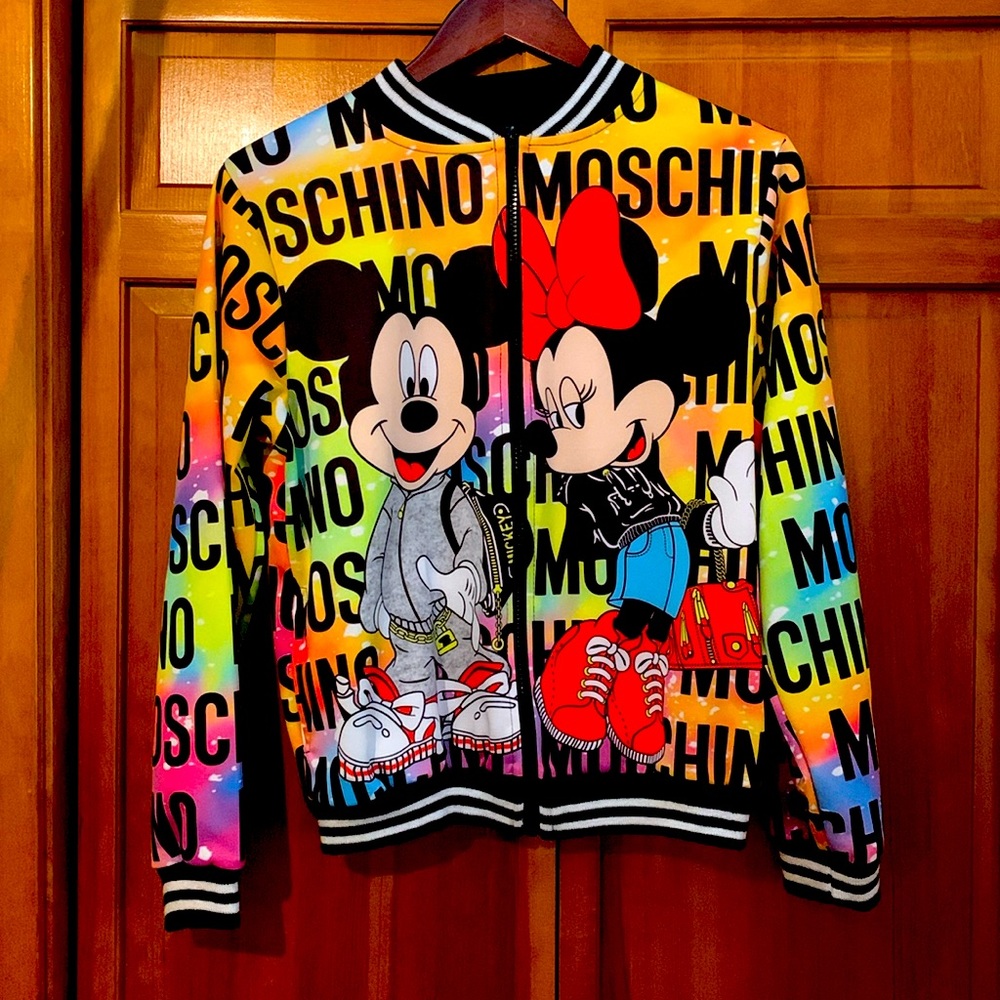 Mickey and Minnie love Machino off brand bomber jacket